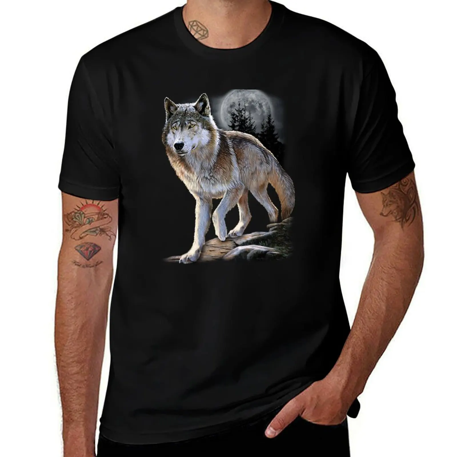 

Wolf Hunting In The Night T-Shirt t shirt for man 100 percent cotton t shirt man casual t shirts for man slim fit T-Shirt