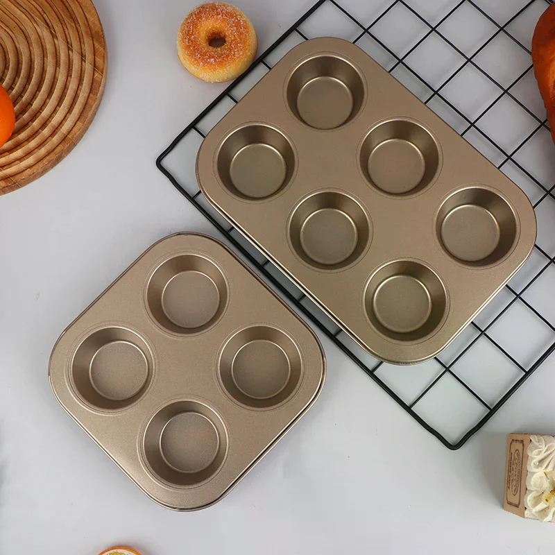 4/6/12 Cups Non-Stick Carbon Steel Cupcake Muffin Pan Baking Tray Mold Bakeware for Oven & Microwave Cake Baking