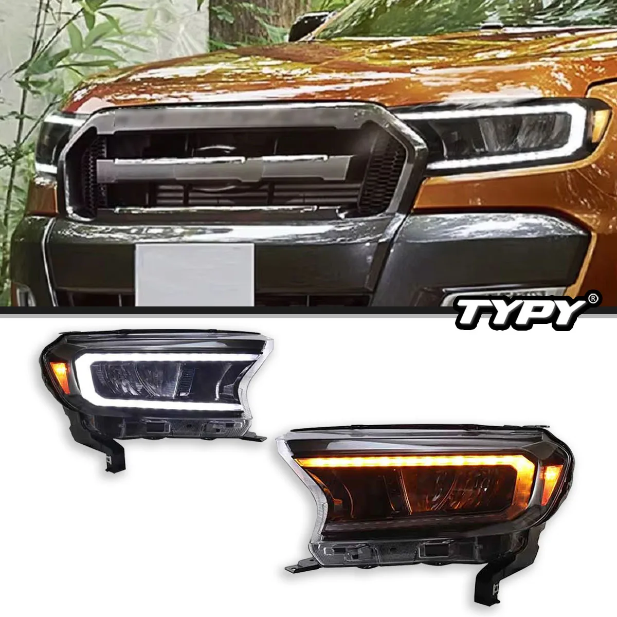 

Auto Parts LED Head Lamps Car Headlights Assembly Front Lamp 2015-2018 2019 2020 w/Sequential Turn Signal For Ford Ranger T6 T7