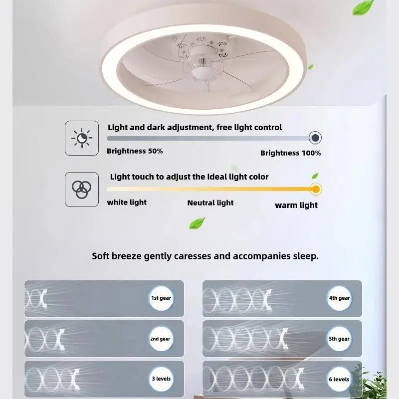 Ceiling Fans Light Living Room Bedroom Modern Simple Home Intelligent Remote Control Restaurant LED Fan Light for Conditioners