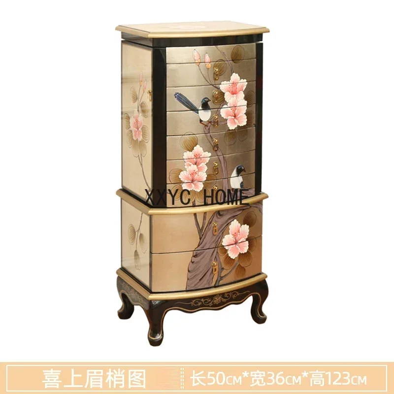

Bedroom Cabinet Wall Storage Wooden Chest of Drawers Curio New Chinese Style Jewelry