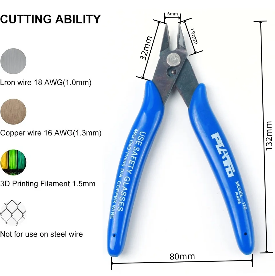 Imagem -04 - Cortadores de Cabo de Fio Elétrico Corte Lado Snips Flush Alicates Nipper Anti-deslizamento de Borracha Mini Alicate Diagonal Ferramentas Manuais 10