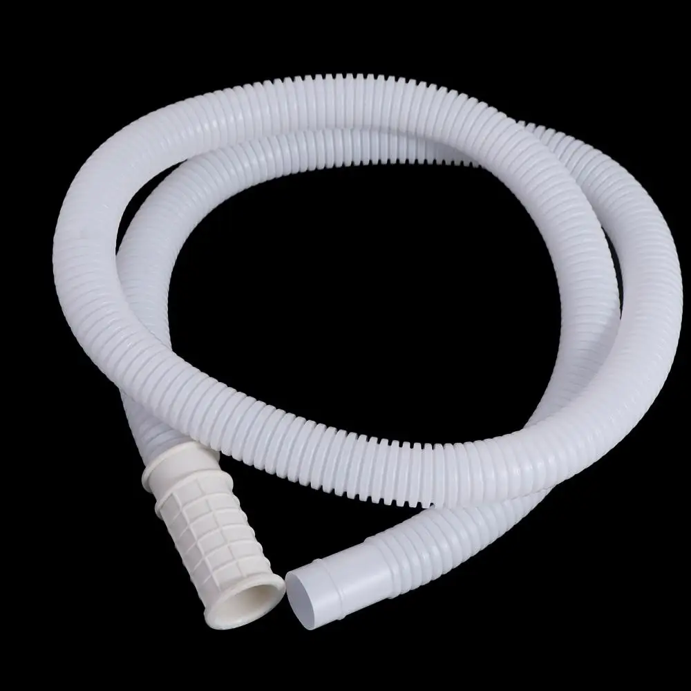 Plastic Washing Machine Inlet Pipe Flexible Portable Air Conditioning Drain Tube White with Pipe Clamp Water Inlet Hose Bathroom