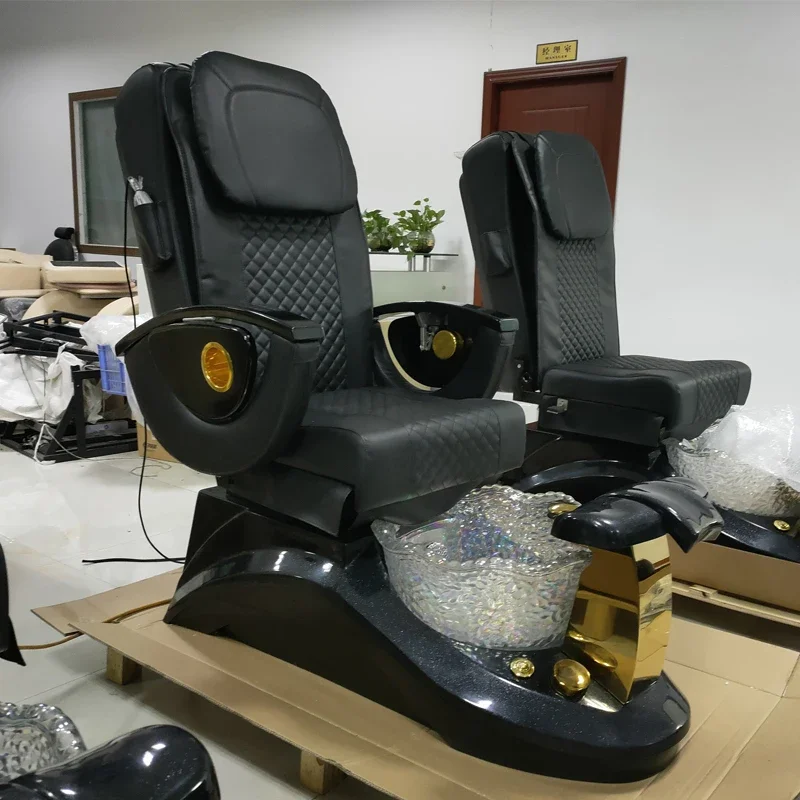 For Luxury black electric pedicure chair with massage drainage pump can be customized color logo for nail shop