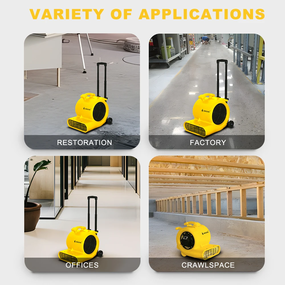 2025Professional New Style 3 Speed Electric Floor Cool Air Fan Blower Carpet Dryers High Quality With Handle Wheelkit