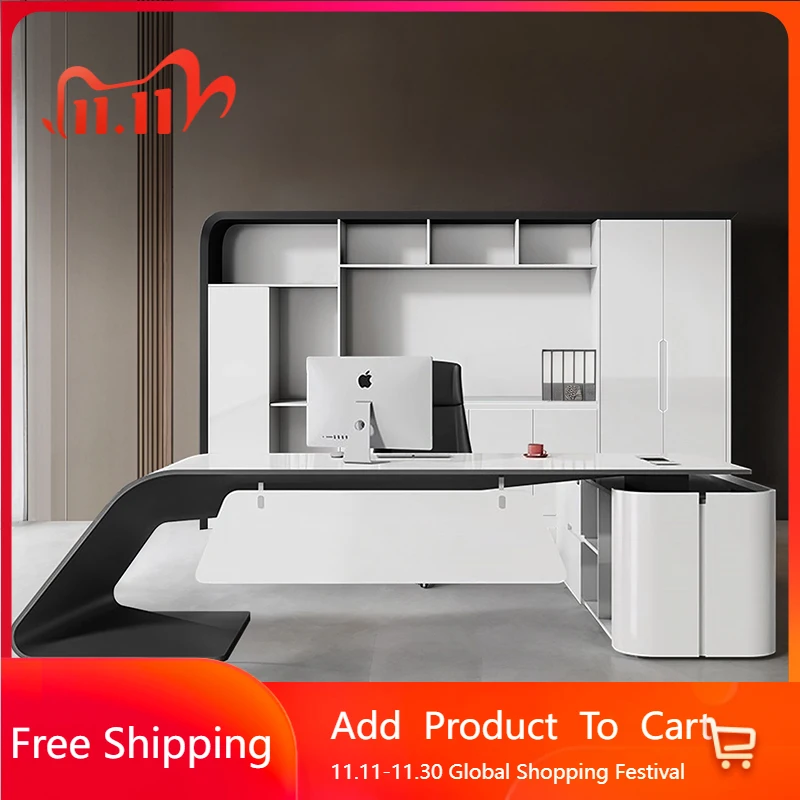 

White Reception Office Desk Organizers Organizers Minimalist Office Desk Long Wooden Study Meuble Bureau Commercial Furniture