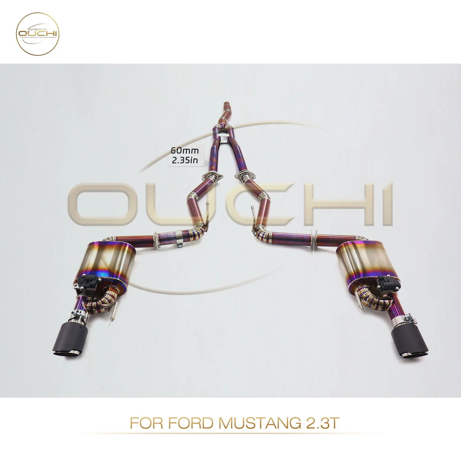 

OUCHI TC4 Titanium Catback Exhaust for Ford Mustang 2.3T, High-Flow Electronic Valved Muffler With Remote, Sport Sound