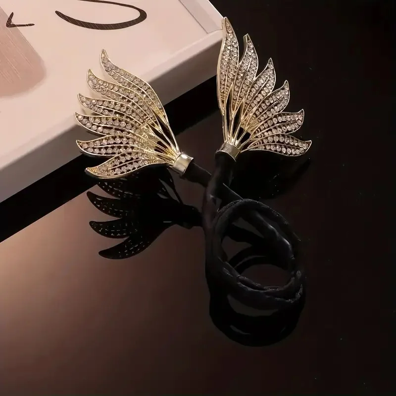 Black Angel Wings Full Hair Accessories, Zinc Alloy Full Sea Plate, Exquisite Headwear, Suitable for Holiday Use Hair Clips