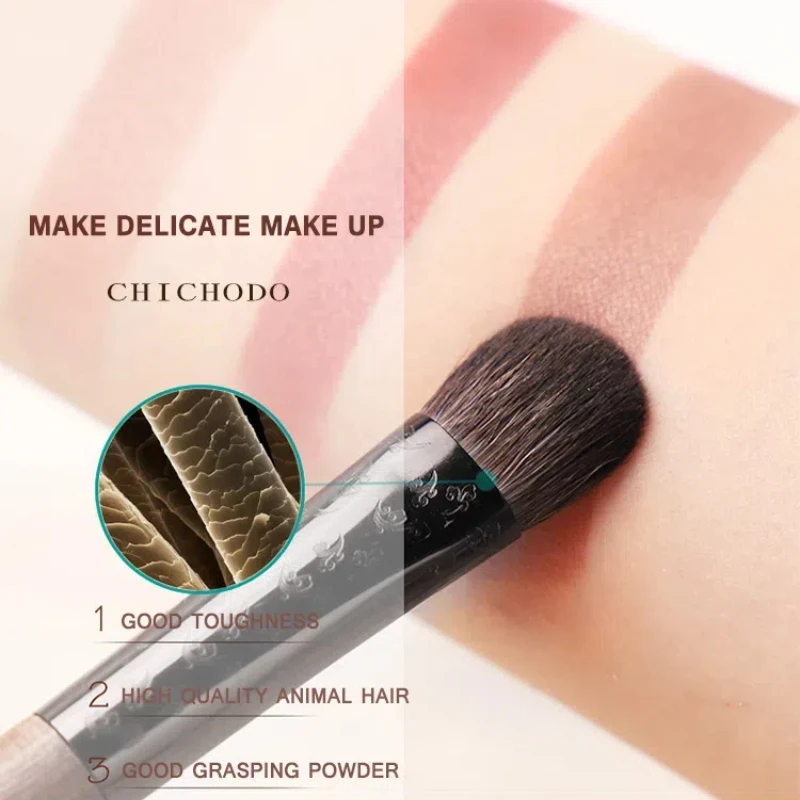 CHICHODO Pincel de maquiagem profissional para cabelo de animais Pincel grande para sombra de olhos Ferramentas de beleza simples - Cabelo de pônei -E204