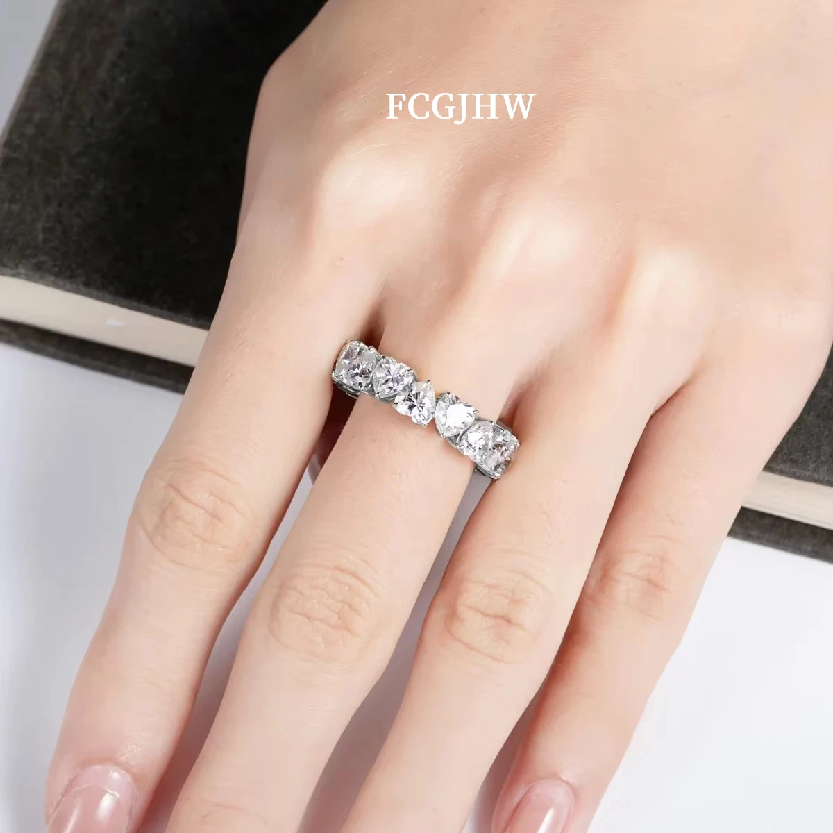 FCGJHW 5mm Heart Cut D Color Moissanite Band GRA S925 Sterling Silver 18k Gold Plated Wedding Band Rings Jewelry Wholesale 2026