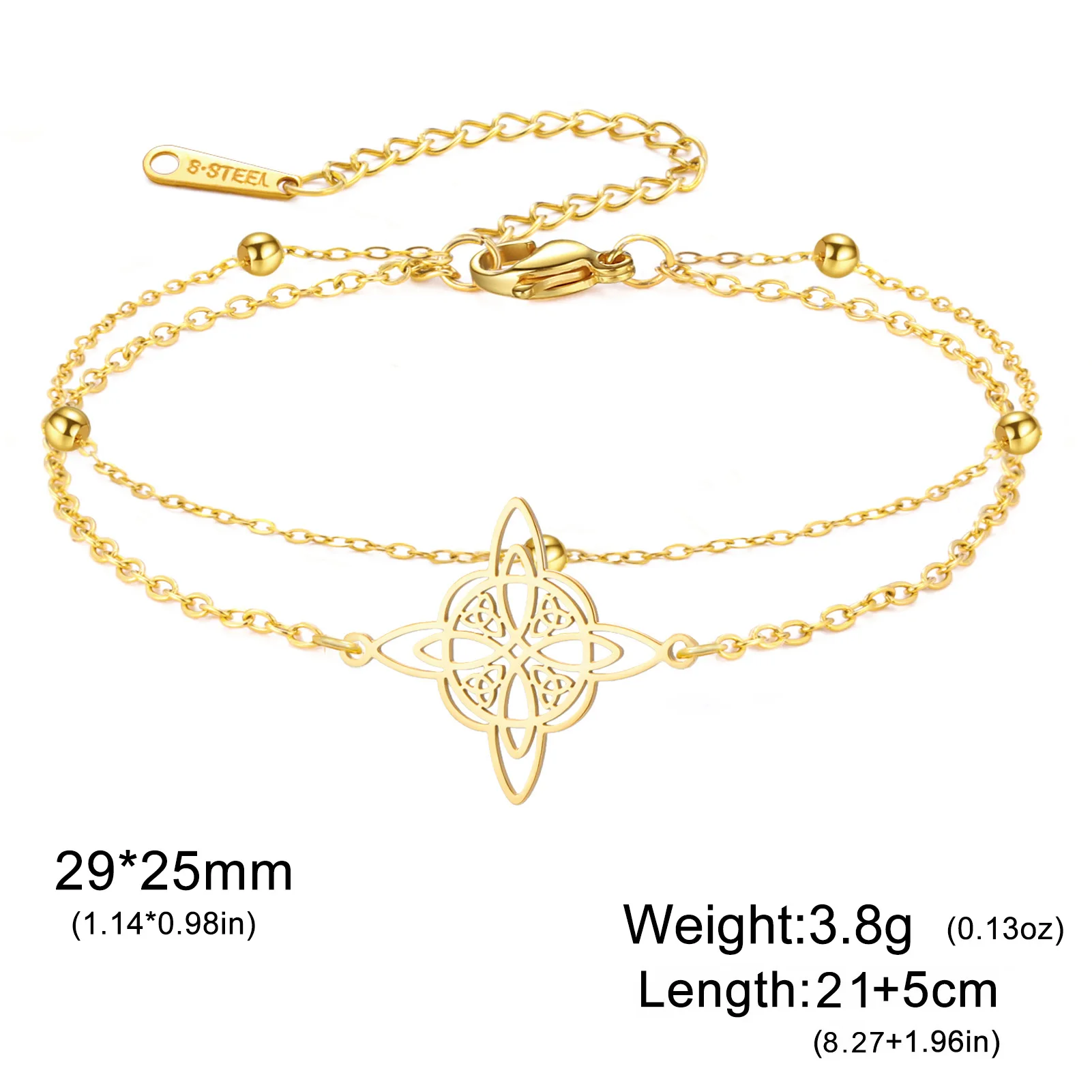Kkjoy Hexenknoten Keltischer Vierzackiger Stern Fußkettchen Edelstahl Fußschmuck Sommer Strand Amulett Geschenk für Frauen Mädchen – Detail 2