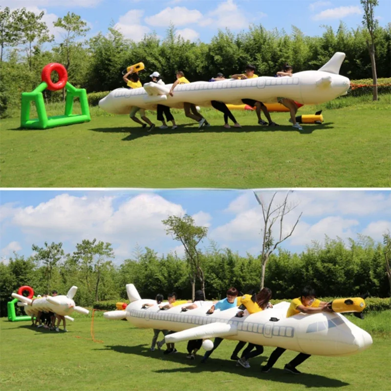 Hot sales Team Building Opblaasbare Racing Tubes vliegtuig schieten samen spelen Games