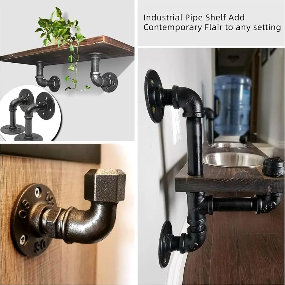 New Black Pipe Fittings Malleable Iron Elbow Pipe Connection Threaded 1/2'' 3/4'' 1'' Pipe Accessories