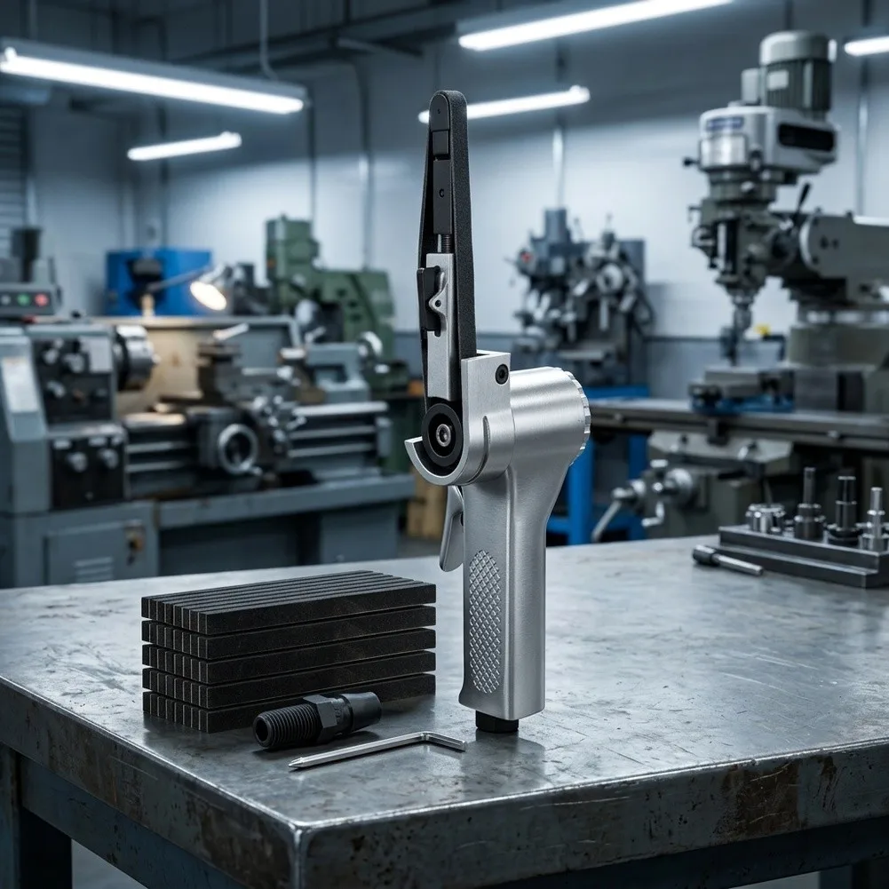 Air Driven Belt Sander for Automotive Bodywork and Cabinet Making 16000 RPM with Smooth Variable Control via Air Regulator