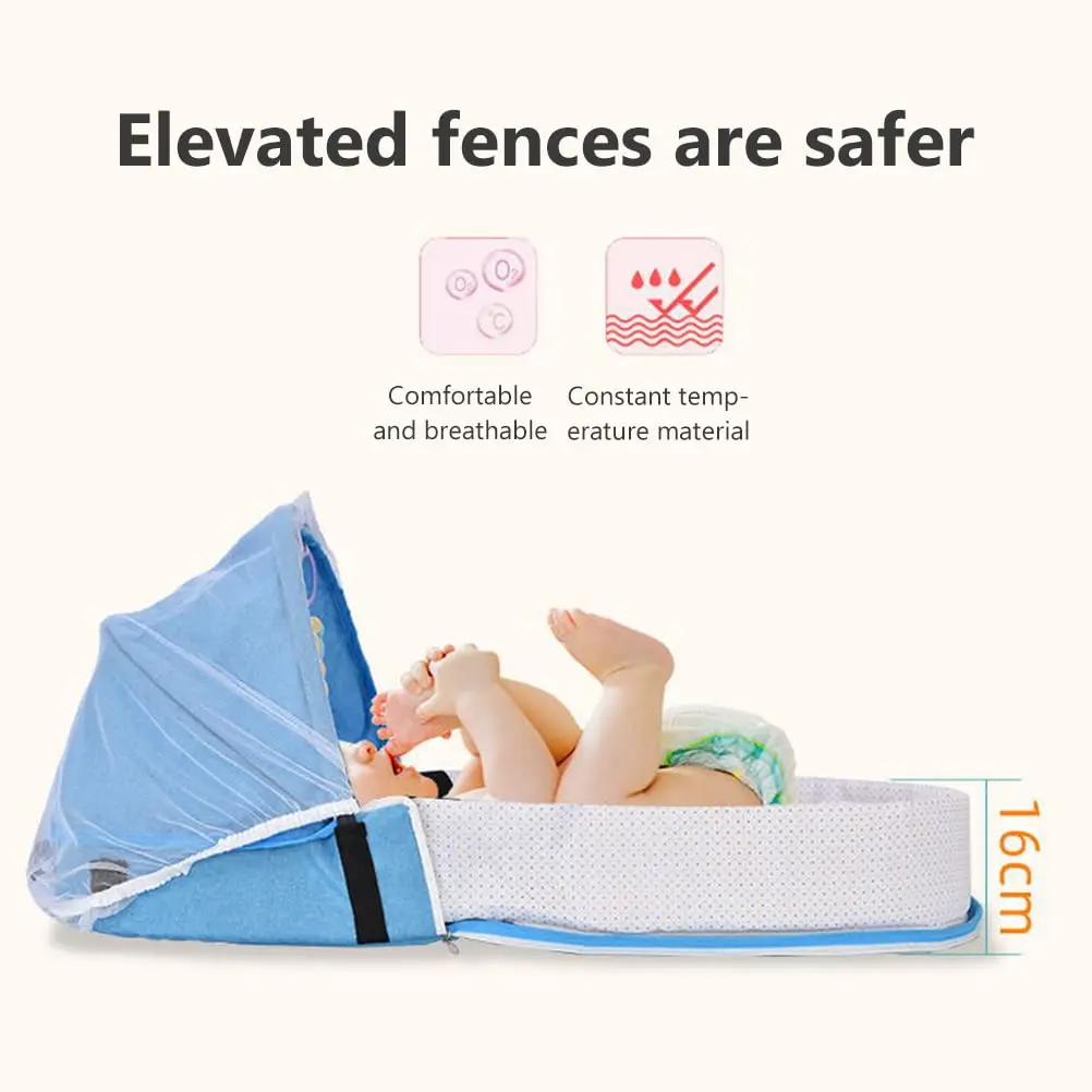 Lit de Voyage pour Bébé avec Filet, Tente Pliable et Lavable, Berceau Respirant, CPull Bionic