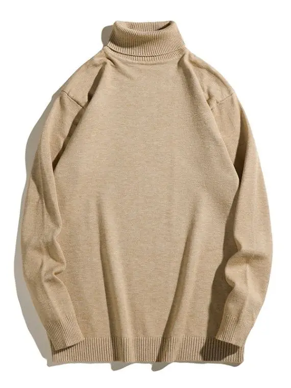 Мужской трикотаж в японском стиле в стиле ретро с высоким воротником, свободный крой, базовый слой, однотонная внутренняя верхняя одежда, модная осень-зима