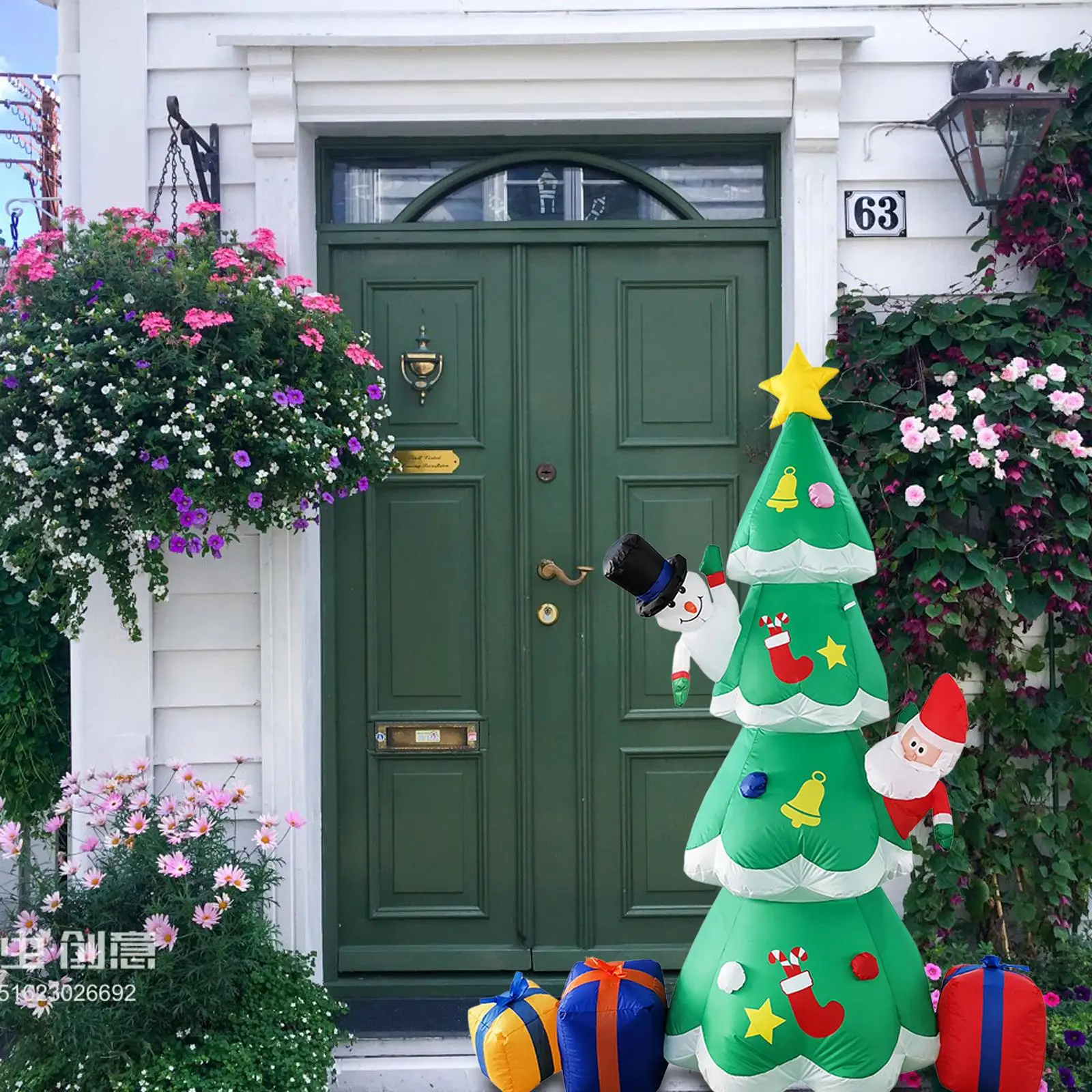 

Надувной рождественский Дед Мороз для украшения двора, светодиодный, для уличного декора, для вечеринок, газонов, домов, праздников