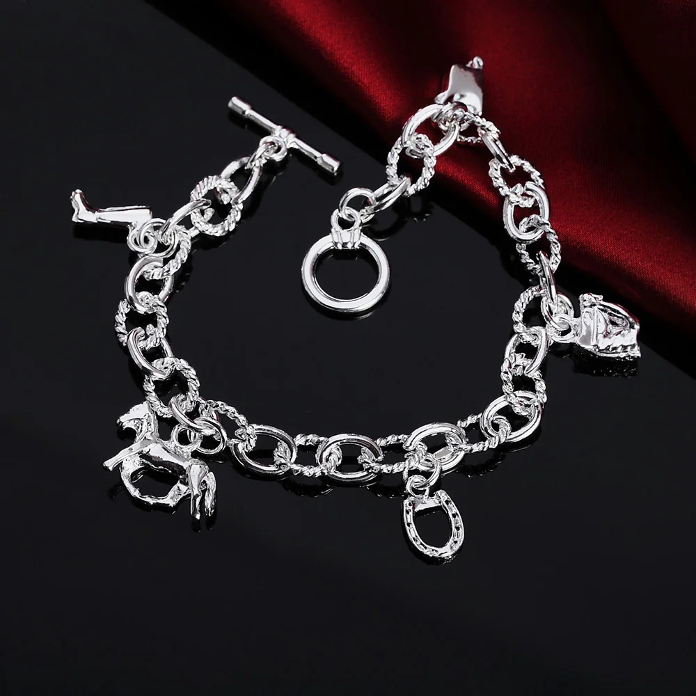 

New Charm 925 Sterling Silver Bracelet For Woman Man Vintage Horse Chain Wedding Party Christmas Gifts Fashion Jewelry