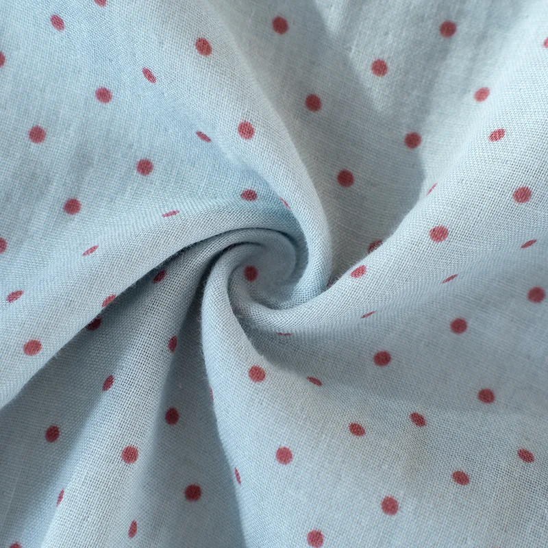 Summer Polka Dot Blue Cotton Nightgown Round Neck Women's Home Wear Loose Thin Sleepwear Dress Night Wear 6