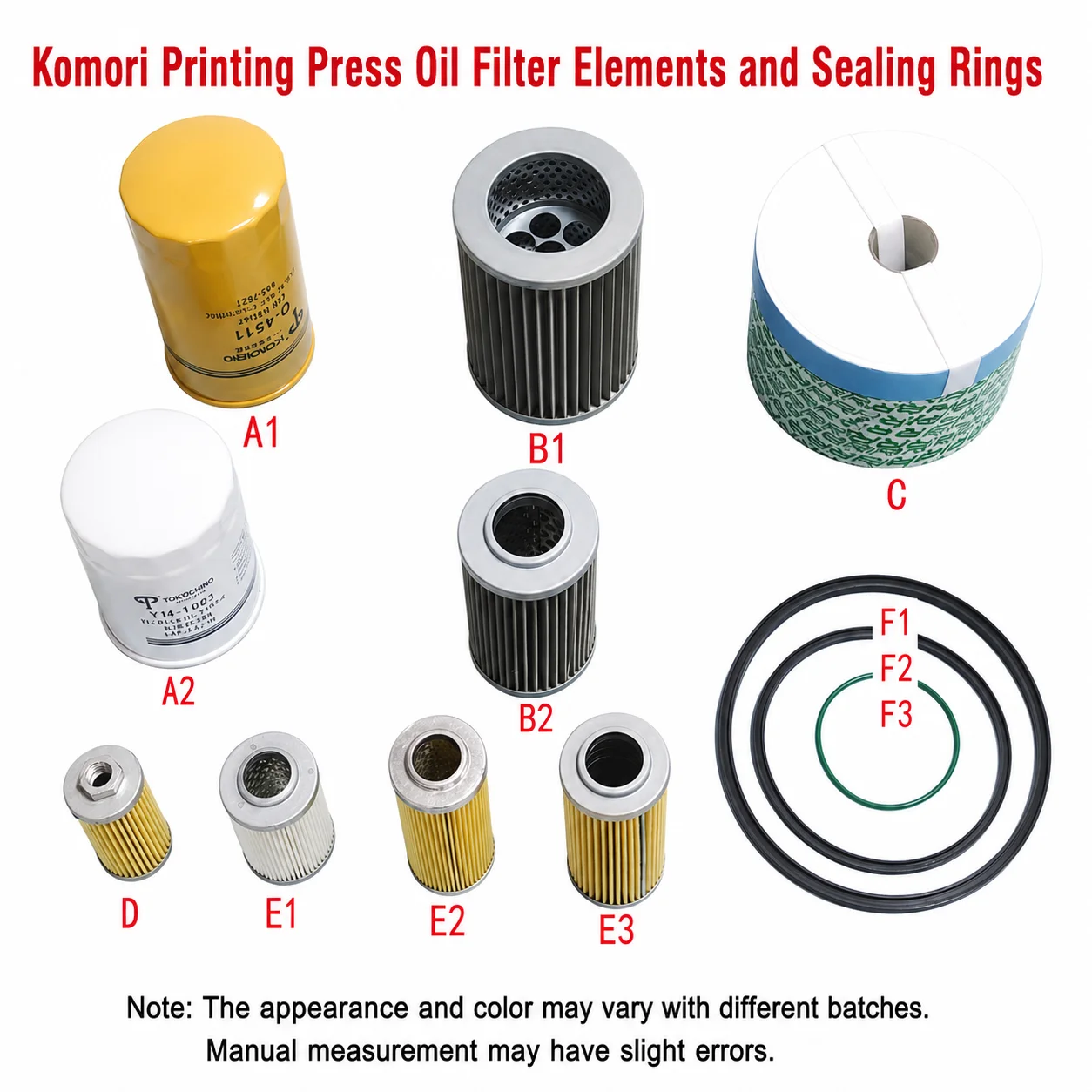 Komori S29 S40 G40 Oil Filter Kit Paper Filter Element Stainless Steel Mesh Cartridge Sealing Ring Offset Press Parts