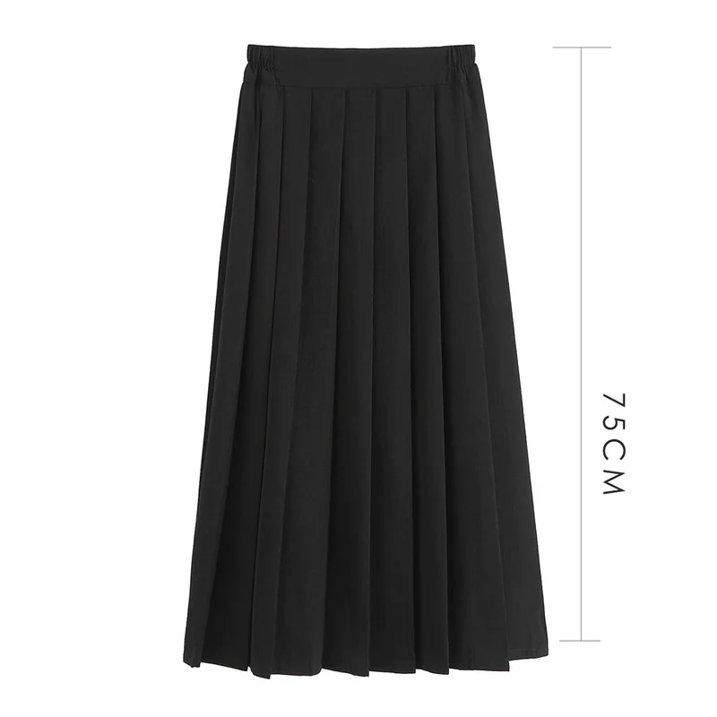 Women Schoolgirls High Waist Pleated Skirts Harajuku 3 Types Lengths Solid Casual Black Gray Korean Style Uniform Skirt School