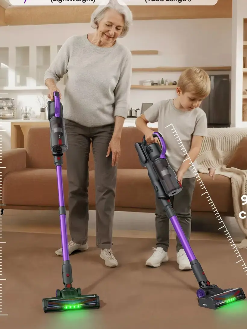 Erabros EV3 Kabelloser Staubsauger 60KPa 500W Intelligenter Handstaubsauger, 60 Min. Laufzeit, Anti-Verwickelbürste, Selbststehend, Leistungsstarker Kabelloser Staubsauger für die Reinigung von