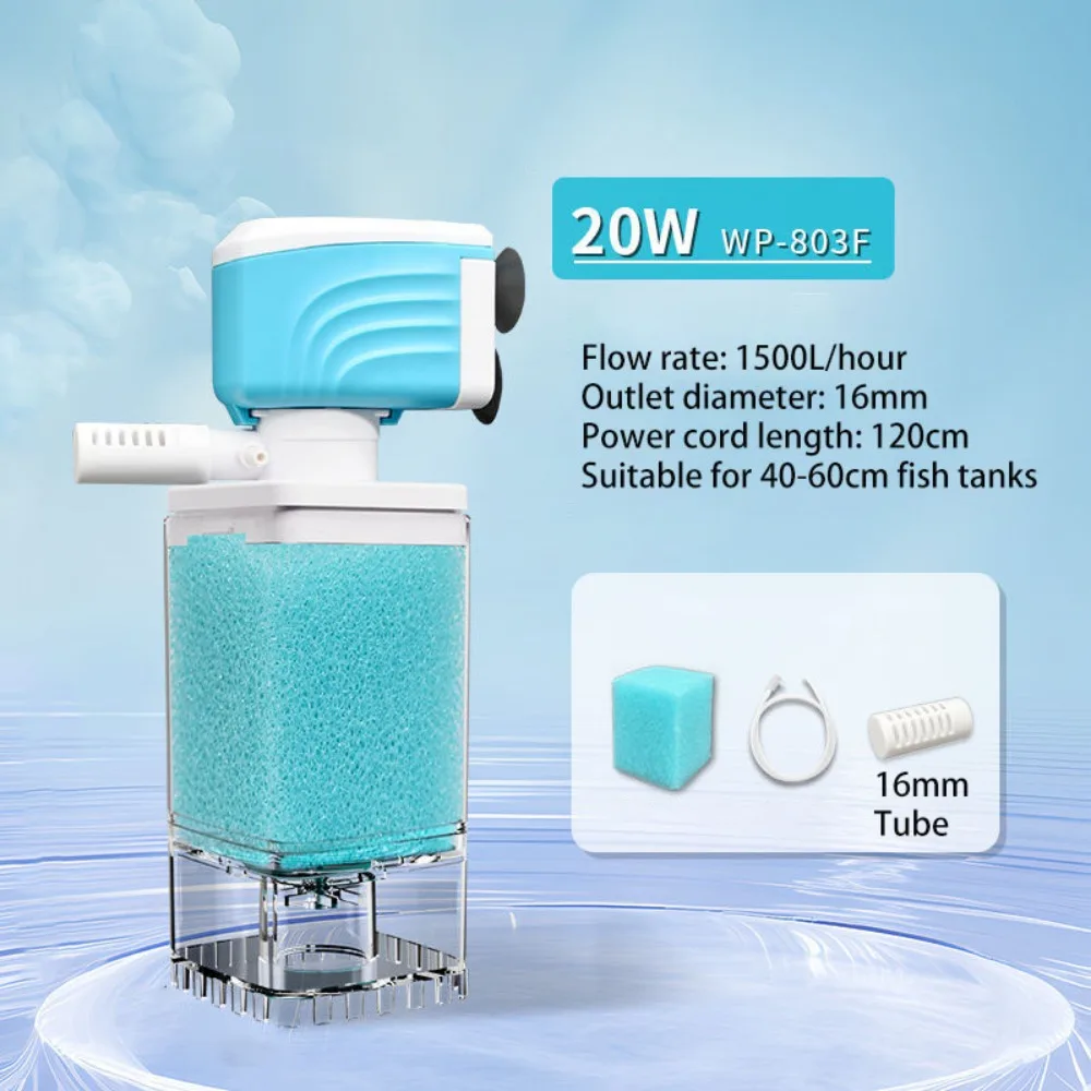 

Anti-Backflow Fish Tank Filter Strong Suction Adjustable Submersible Filter 360°Rotating Large Flow Water Purification System