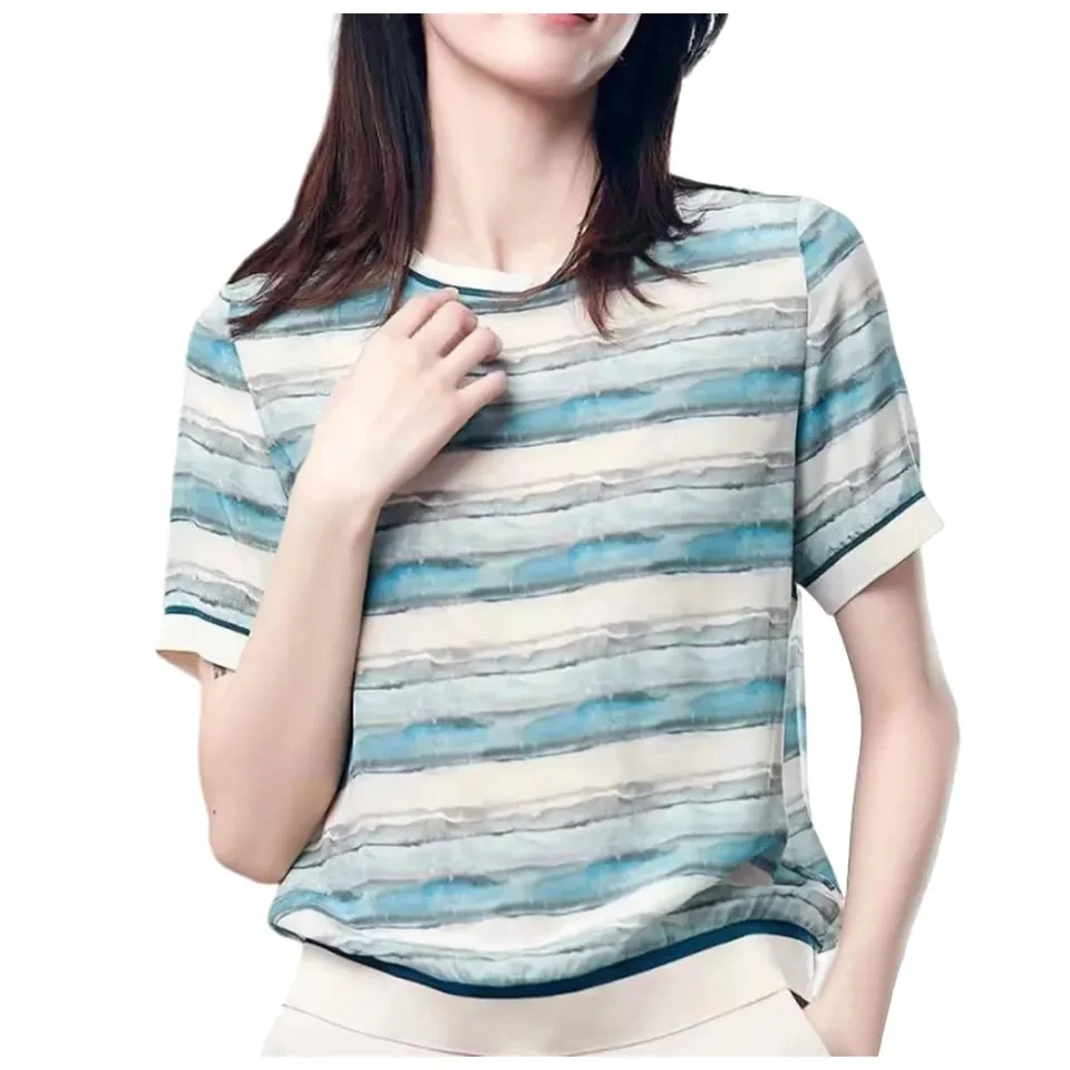 

Women Printed Summer Tee Shirts Casual Round Neck Loose Tops Fashion Short Sleeve T Shirt Office Lady Work Daily Streetwear