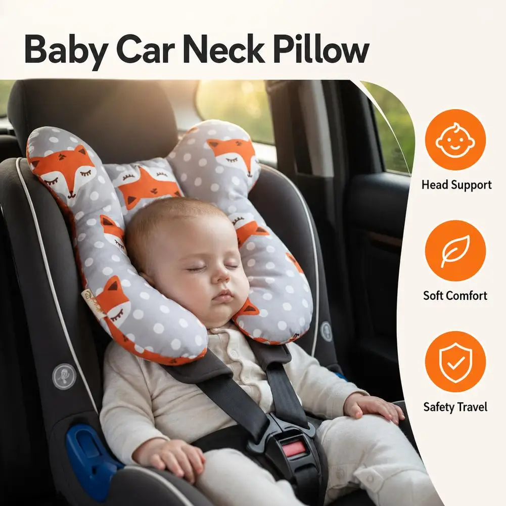 Baby Travel Pillow, Upgrade U-Shape Infant Pillow for Car Seat Pushchair and Stroller, Comfortable Rest Cushion for Kids Toddler