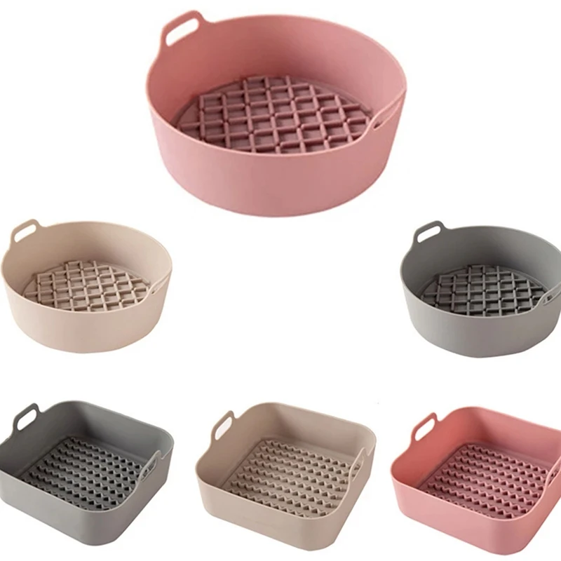 B62B-Airfryer Silicone Pot Multifunctional Air Fryers Oven Accessories Bread Fried Chicken Pizza Basket Baking Tray