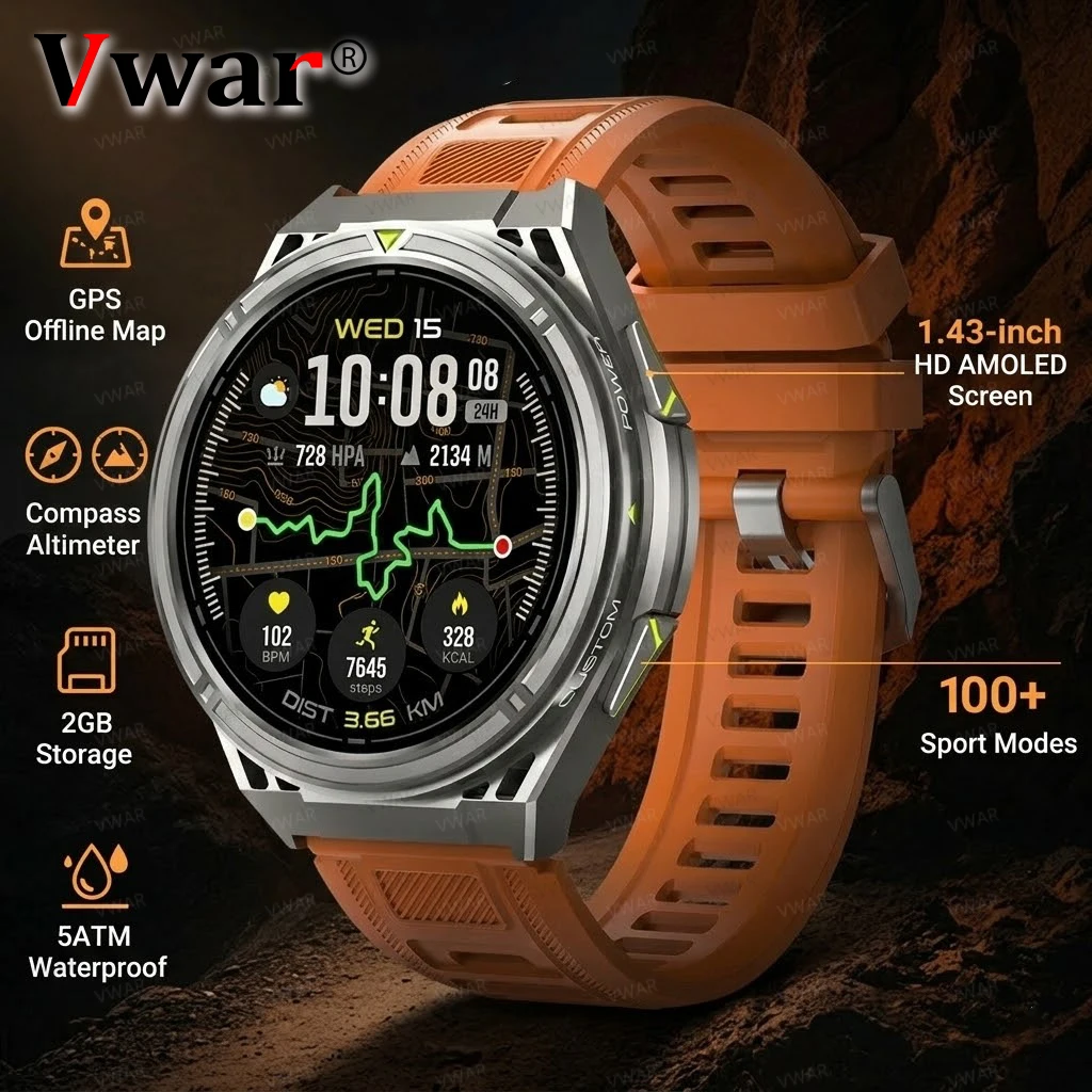

VWAR Tank X2 Pro Military GPS Smart Watch Men 2GB Memory Offline Map/Music Compass 10ATM Waterproof Bluetooth Call Smartwatch