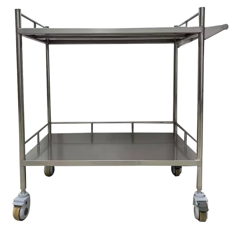 Chariot d'infirmière de meubles d'hôpital d'acier inoxydable 304 avec des roues pour le transfert de médicaments aux hôpitaux