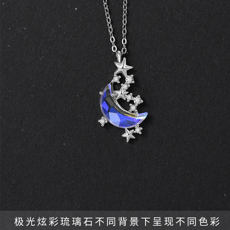 New Moon Splash Star River Zircon Necklace Female Chain Short Clavicle Chain Graceful Online Influencer Simple Moon Necklace1$5$