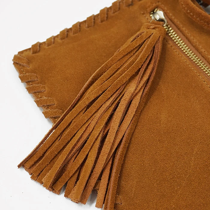 Female Suede Genuine Leather Mini Side Sling Bag Fringed Hippie Bohemian Boho Chic Tribal Ibiza Small Phone Shoulder Bag Cheap