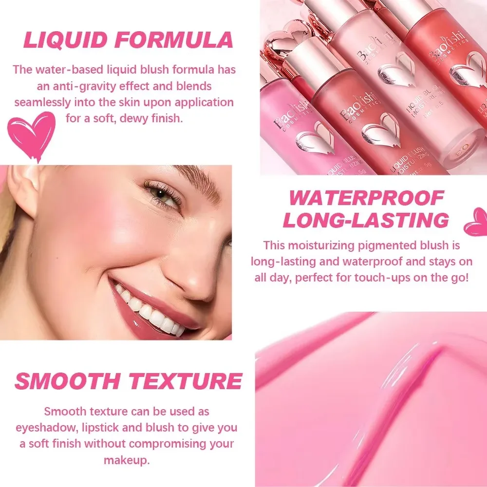 Il nuovo fard liquido può essere utilizzato come ombretto, fard, trucco, festa, uso quotidiano, tutti i tipi di pelle, cosmetici fard impermeabili
