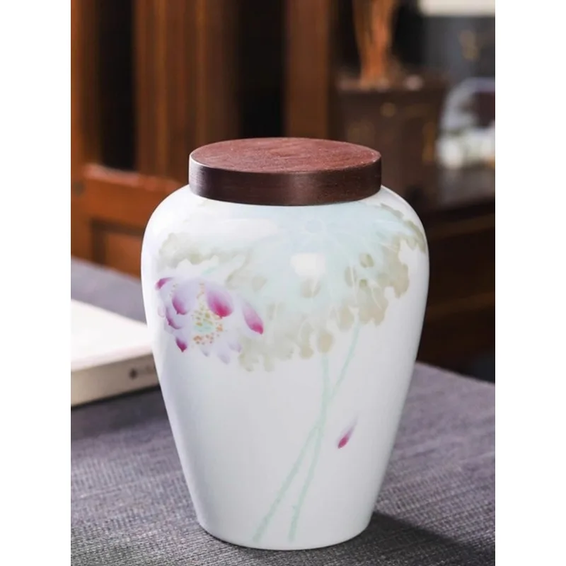 

Ceramic tea can tea packaging gift box white green tea can
