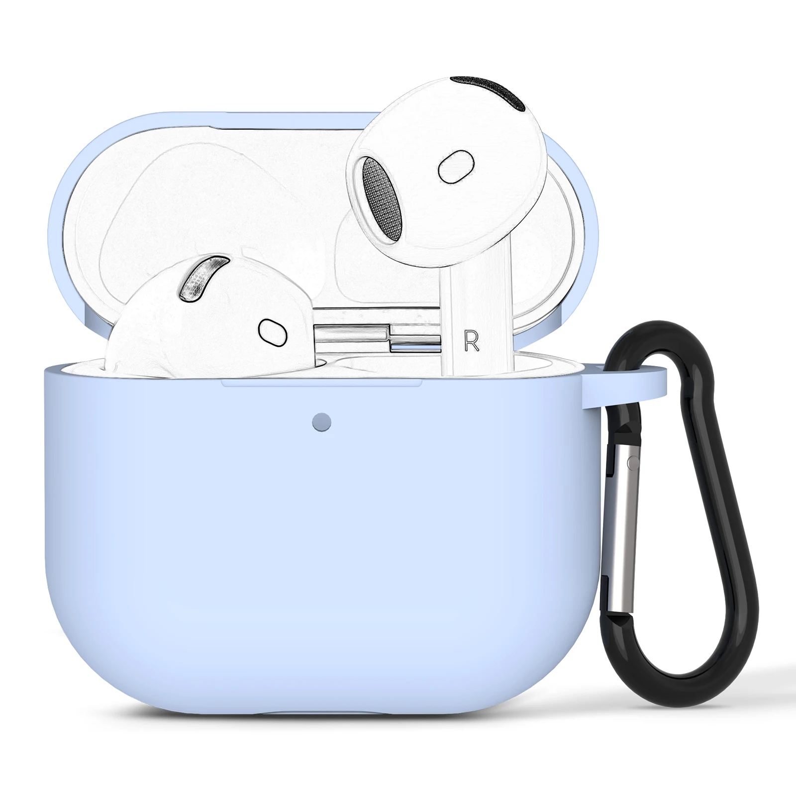 Geekria Silicone Case Cover Compatible with AirPods 4 True Wireless Earbuds, Protective Earphones Skin Cover with Keychain Hook