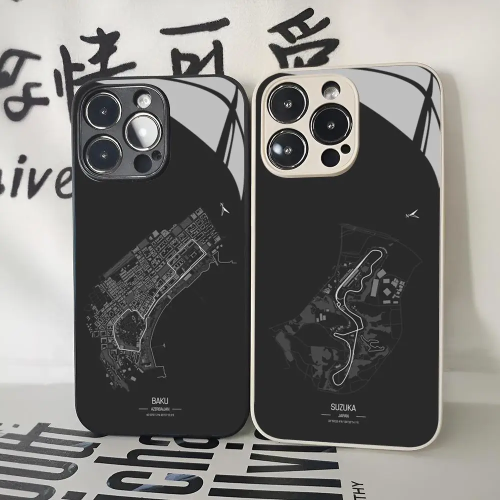Formula 1 Racing Circuit Phone Case for Iphone 16 15 14 12 11 13 Pro Max Mini X Xr Xs Se 8 Puls glass Cover Formula 1 Racing Circuit Phone Case for Iphone 16 15 14 12 11 13 Pro Max Mini X Xr Xs Se 8 Puls glass Cover