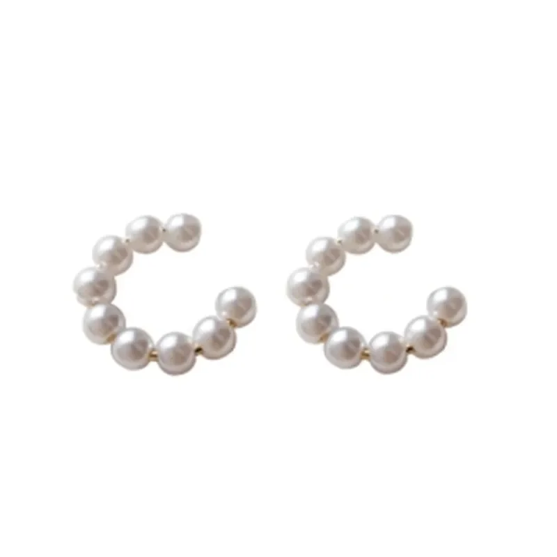 Elegant Imitation Pearl Ear Cuff Clip C-shaped Earrings Non-Piercing Ear Ring Minimalist Earrings for Women Fashion Jewelry