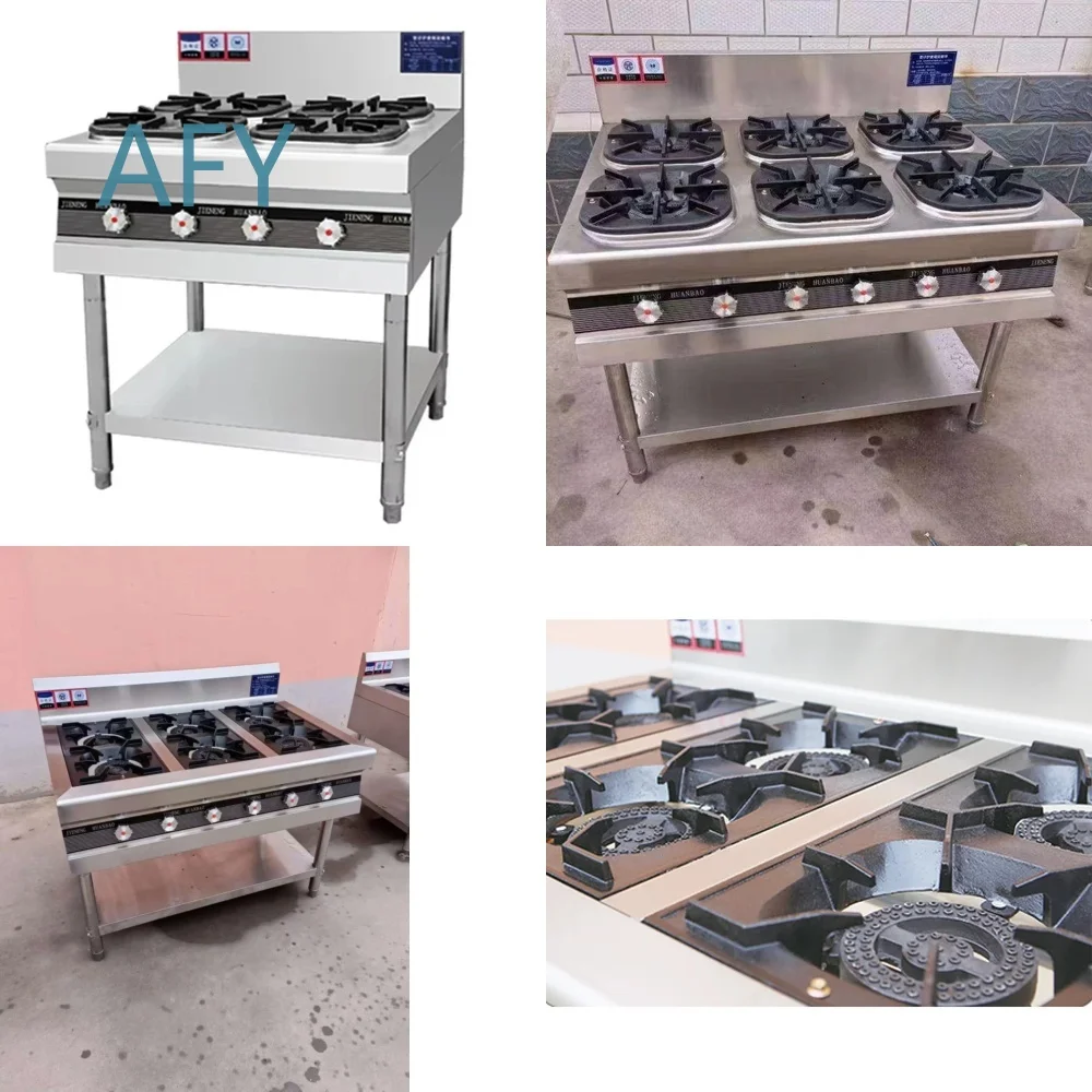 6 Burner Freestanding Gas Stove for Commercial Kitchen Industrial Cooking Stainless Steel Heavy Duty Restaurant Grade