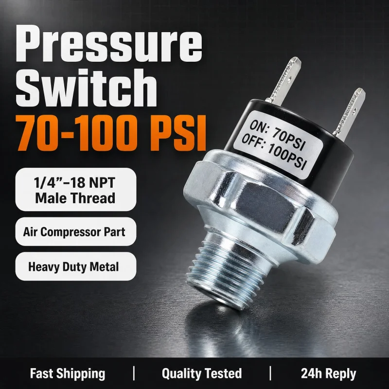12V 24V Air Compressor Pressure Switch 70‑100/90‑120/110‑140PSI 1/4