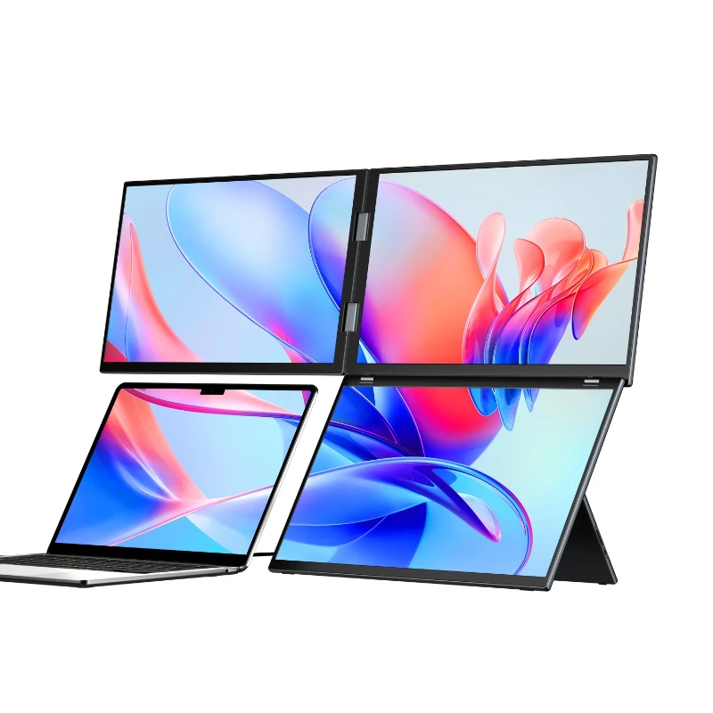 Portable three-screen, portable monitor, folding one-line three-screen, notebook sub-screen expansion four-screen