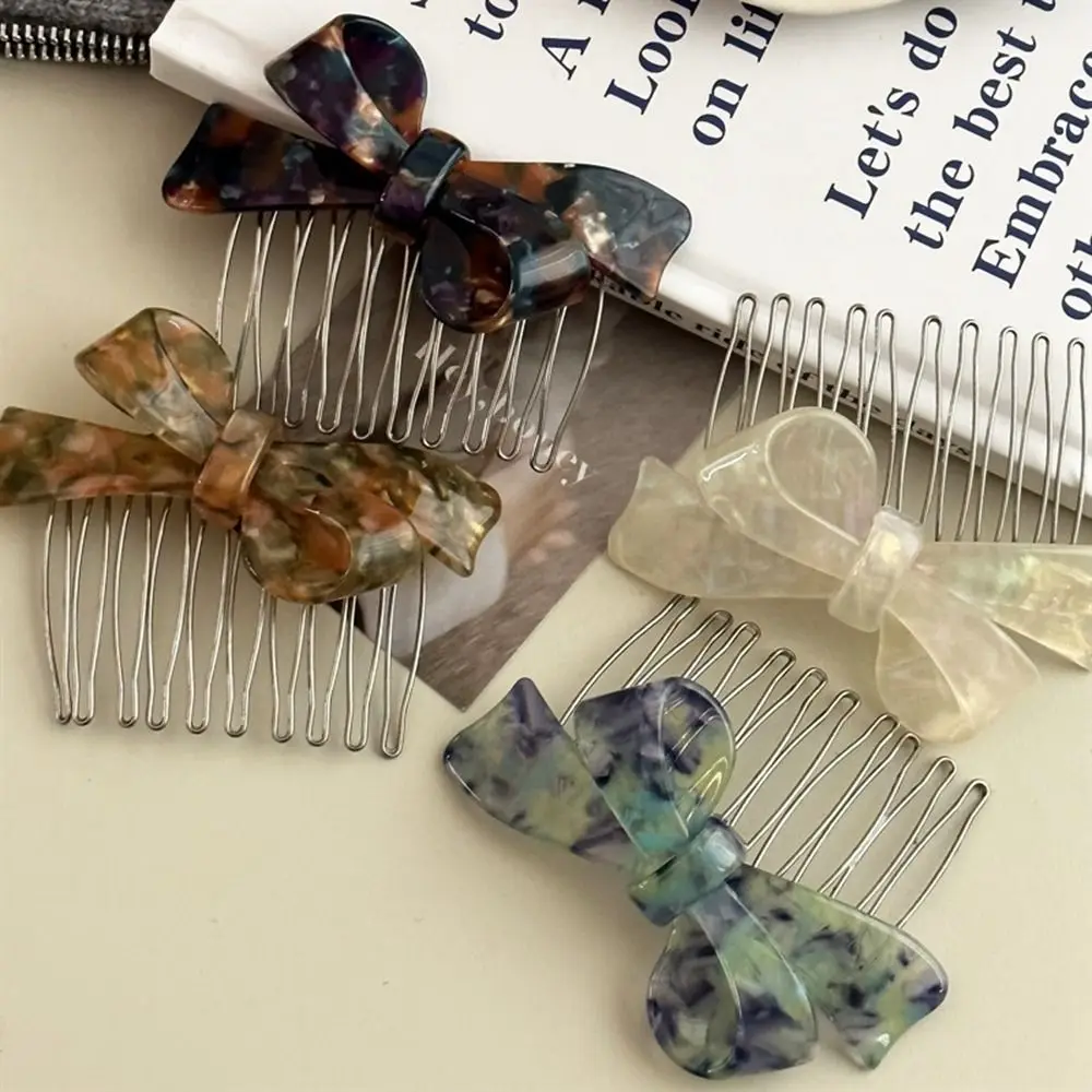 Barrettes Hair Accessories Fixed Bangs Bowknot Women Hair Comb Girl Bangs Clip Korean Barrettes Acetic Acid Hair Clips