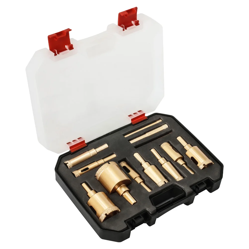 Imagem -04 - Diamante Revestido Brocas Conjunto 1012 Pcs 635 mm Hole Saw Kit Ferramentas Manuais para Vidro Mármore Granito Pedra Telha Cerâmica Caixa de Plástico Acessórios para Ferramentas Eléctricas Entrega Gratuita Alta Qualidade