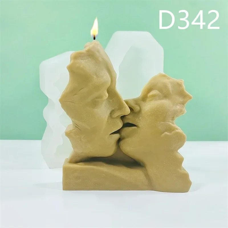 12-16cm Kissing Couple Candle Silicone Mold Kissing Cake Chocolate Silicone Mold Valentine's Day Gift Statue Resin Gypsum Mold