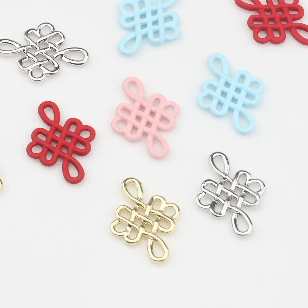 10pcs/lot Zinc Alloy Charms Enamel Spray Lacquer Chinese Knot Charms Connector For DIY Jewelry Making Finding Accessories