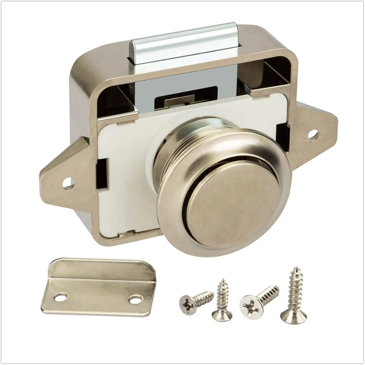 Motorhome Empurre Trava Knob Bloqueio Hardware, Camper Car Push Lock, RV Caravana Barco Gaveta, Móveis, Novo