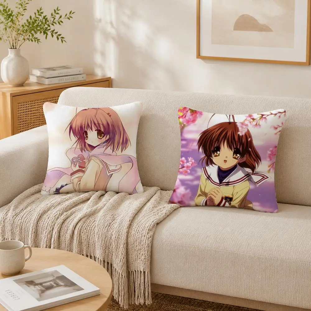 Video Game Anime C-clannad Cushion Cover Plush Decorative Pillow Case With Hidden Zipper Fashion Room Decor For Home