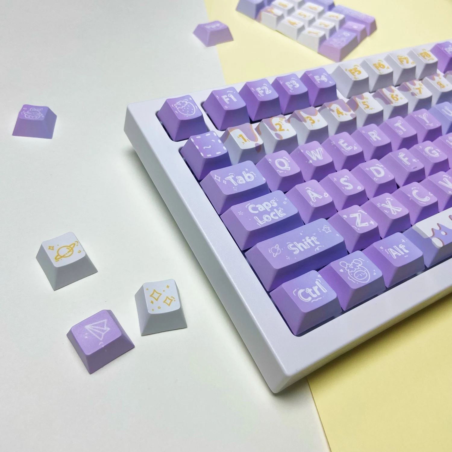 퍼플 드림 크림 키 캡 기계식 키보드 용 체리 MOA 키 캡 PBT 키 캡 게임용 키보드 맞춤 장식