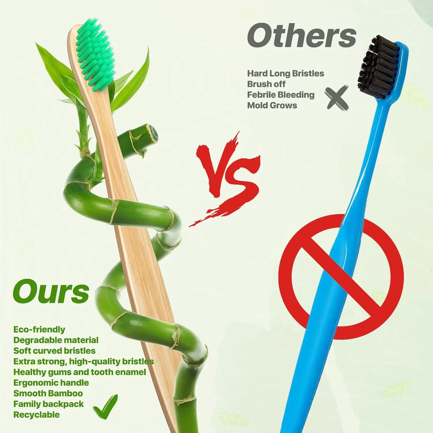 100Pcs Biodegradable Eco-Friendly Natural Bamboo Charcoal Toothbrushes Soft Bristle Travel Wooden Manual Toothbrush Laser LOGO